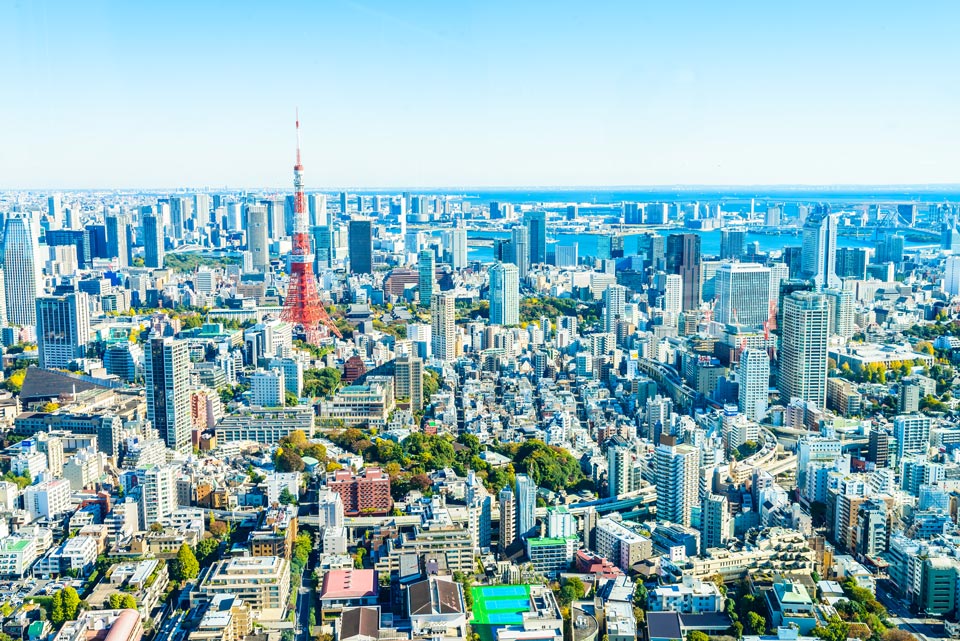 東京タワーと都心部のスカイライン